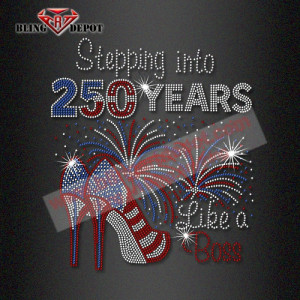 250 Years America Rhinestone  for Shirt  fireworks USA anniversary High-heeled heat transfer